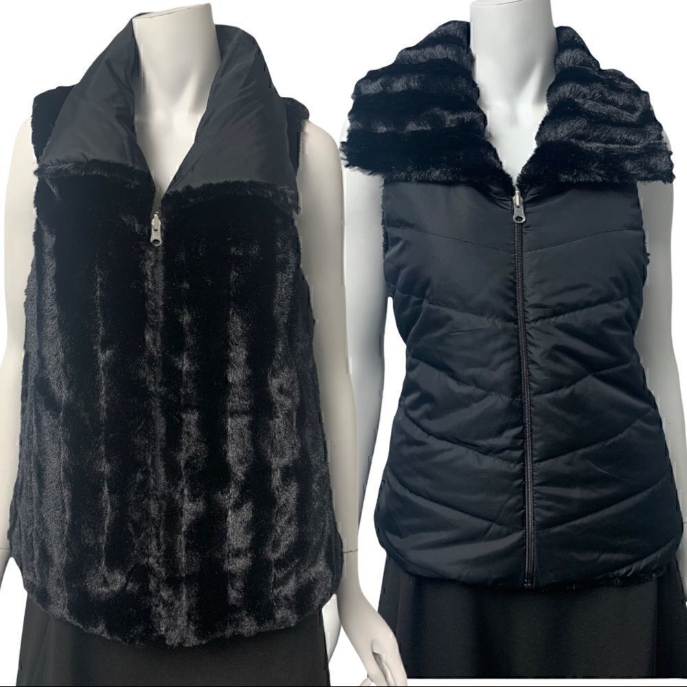 Ellen Reyes Faux Fur & Puffer Reversible Vest‎